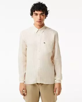 Мужская льняная рубашка стандартного кроя Lacoste, белый