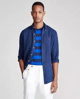 Мужская льняная рубашка стандартного кроя Polo Ralph Lauren, темно-синий