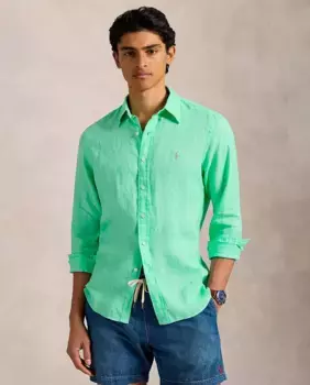 Мужская льняная рубашка, стандартный крой Polo Ralph Lauren, мятно-зеленый
