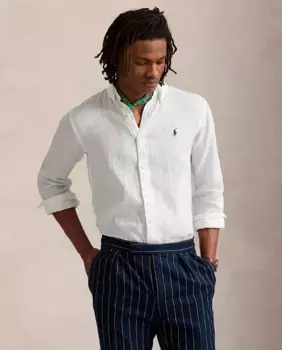 Мужская льняная рубашка, стандартный крой Polo Ralph Lauren, белый