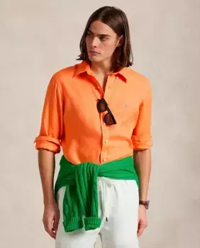 Мужская льняная рубашка, стандартный крой Polo Ralph Lauren, светло-оранжевый