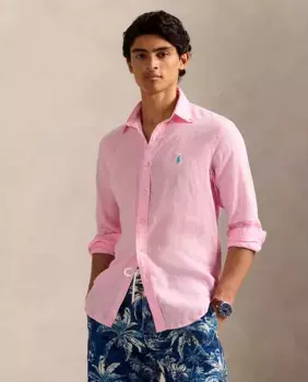Мужская льняная рубашка, стандартный крой Polo Ralph Lauren, розовый