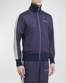 Мужская льняная спортивная куртка Classic с логотипом Palm Angels, цвет Navy Blue