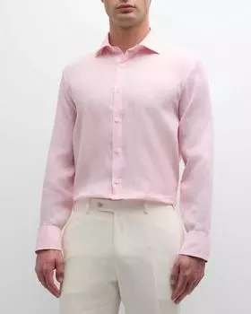 Мужская льняная спортивная рубашка классического кроя Canali, цвет Pink