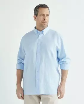 Мужская льняная спортивная рубашка классического кроя больших размеров Emidio Tucci, светло-синий