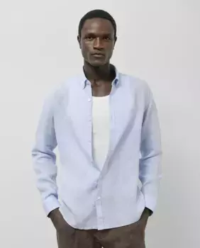 Мужская льняная спортивная рубашка прямого кроя Roberto Verino, голубой