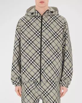 Мужская легкая двусторонняя куртка в клетку Burberry, цвет Lichen Ip Check