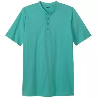 Мужская легкая футболка на пуговицах большой и высокой длины Kingsize без усадки, удлиненная KingSize, цвет Tidal Green