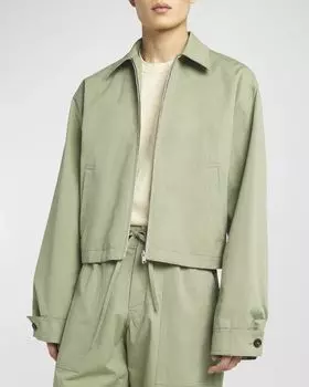 Мужская легкая куртка-блузон из хлопкового твила Bottega Veneta, цвет Palm