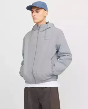 Мужская легкая куртка на молнии с капюшоном Jack & Jones, серый