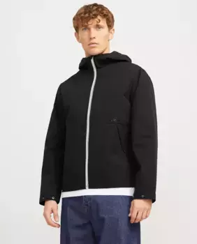 Мужская легкая куртка с капюшоном и застежкой-молнией Jack & Jones, чёрный