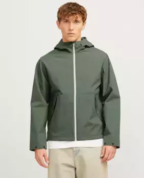 Мужская легкая куртка с капюшоном и застежкой-молнией Jack & Jones, зеленый