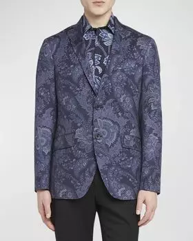 Мужская легкая куртка с принтом пейсли Etro, цвет Print On Blue Base