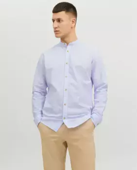 Мужская легкая рубашка с длинными рукавами Jack & Jones, светло-голубой