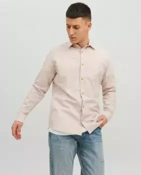 Мужская легкая рубашка с длинными рукавами Jack & Jones, бежевый