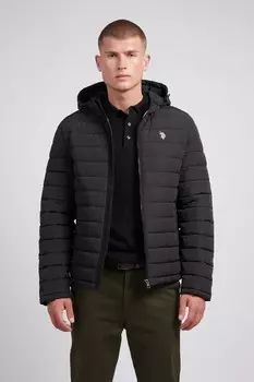 Мужская легкая стеганая куртка с капюшоном U.S. Polo Assn, черный