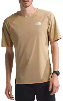 Мужская летняя футболка с коротким рукавом The North Face UPF, цвет Khaki Stone/Vivid Flame