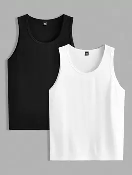 Мужская летняя однотонная свободная трикотажная повседневная майка Homme с круглым вырезом, городская майка без рукавов Manfinity, мультиколор