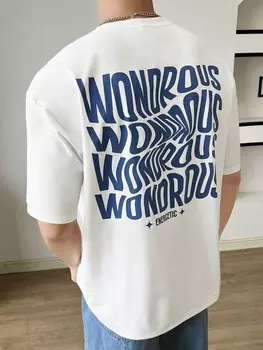 Мужская летняя повседневная футболка с буквенным рисунком Urban Chill Manfinity, белый