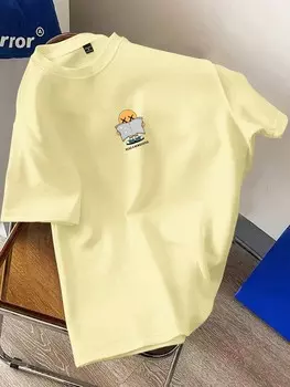 Мужская летняя повседневная футболка с коротким рукавом Hypemode с мультяшным принтом Manfinity, желтый