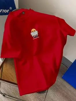 Мужская летняя повседневная футболка с круглым вырезом и короткими рукавами Hypemode с мультяшным принтом и короткими рукавами Manfinity, красный