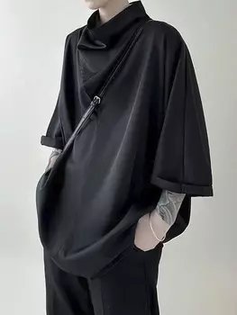 Мужская летняя повседневная однотонная футболка с v-образным вырезом Hypemode Manfinity, черный