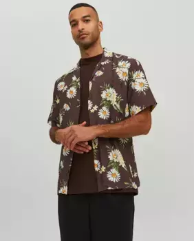 Мужская летняя рубашка с короткими рукавами и принтом Jack & Jones, коричневый