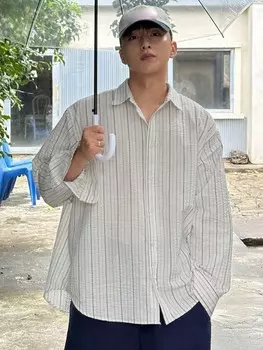 Мужская летняя рубашка свободного кроя в полоску Dazy, мультиколор