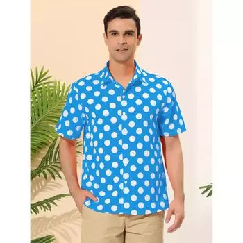 Мужская летняя рубашка в горошек на пуговицах с короткими рукавами, рубашки Lars Amadeus