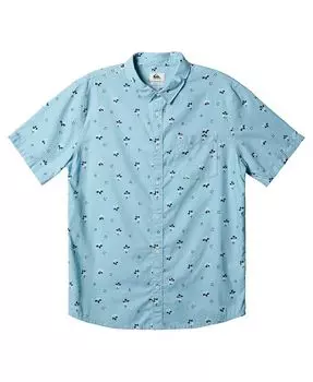 Мужская летняя тканая рубашка с короткими рукавами и лепестками Quiksilver, цвет Dream Blue