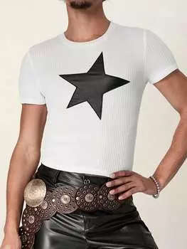 Мужская летняя тонкая повседневная футболка FeverCity с короткими рукавами, цветными блоками и тканью со звездным узором, многоцветный