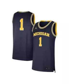 Мужская лимитированная автентичная футболка #1 Michigan Wolverines Jordan, синий
