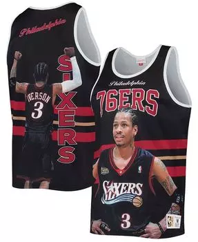 Мужская майка Allen Iverson Philadelphia 76ers Hardwood Classics Player черного цвета Mitchell & Ness, черный