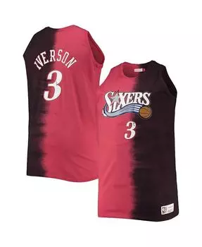 Мужская майка Allen Iverson Red and Black Philadelphia 76ers Profile Tie-Dye Player Mitchell & Ness, фиолетовый