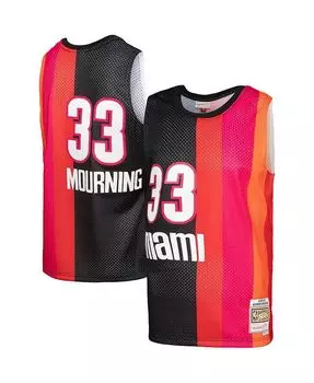 Мужская майка Alonzo Mourning Black, Red Miami Heat Hardwood Classics 2005-06 Split Swingman Mitchell & Ness, черный