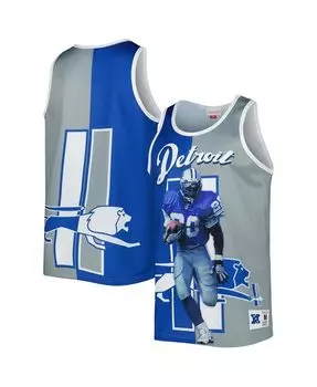 Мужская майка barry sanders сине-серебристая detroit lions с графическим принтом для пенсионеров Mitchell &amp; Ness, мульти