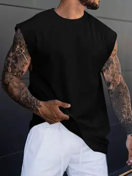 Мужская майка без рукавов Homme однотонного черного цвета с надписью «Фитнес» Manfinity, черный