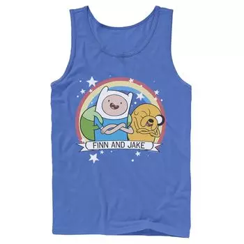 Мужская майка Cartoon Network Adventure Time Finn & Jake Rainbow Banner Licensed Character