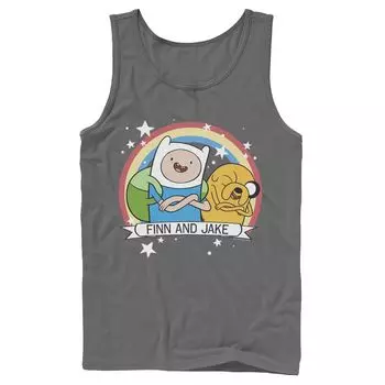 Мужская майка Cartoon Network Adventure Time Finn & Jake Rainbow Banner Licensed Character