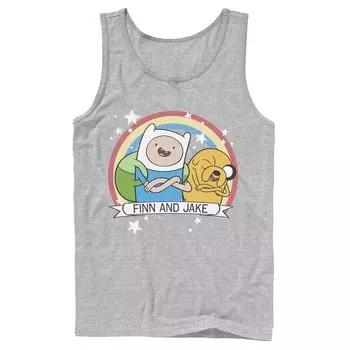 Мужская майка Cartoon Network Adventure Time Finn & Jake Rainbow Banner Licensed Character