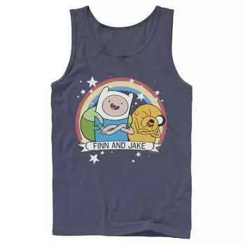 Мужская майка Cartoon Network Adventure Time Finn & Jake Rainbow Banner Licensed Character