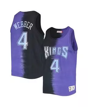 Мужская майка chris webber black and purple sacramento kings hardwood classics tie-dye name and number Mitchell &amp; Ness, мульти
