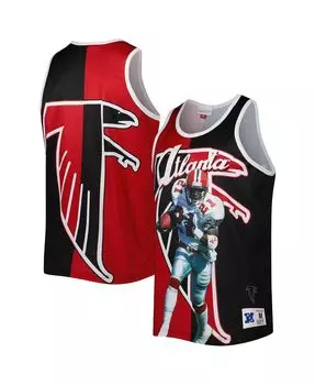 Мужская майка deion sanders red, black atlanta falcons retired player с графическим принтом Mitchell & Ness, мульти