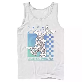 Мужская майка Disney Kingdom Hearts Sora Donald Goofy Kanji в шахматном порядке Licensed Character