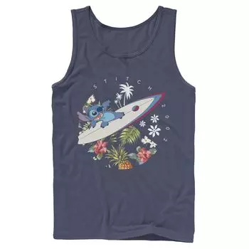 Мужская майка Disney Lilo & Stitch Surfing Tropical Circle Portrait Licensed Character