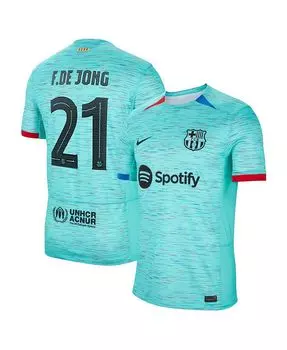 Мужская майка Frenkie de Jong Aqua Barcelona 2023/24 Third Replica Nike, синий