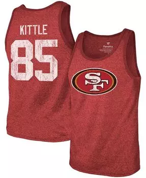 Мужская майка George Kittle Scarlet San Francisco 49Ers, имя, номер, майка Tri-Blend Fanatics, красный