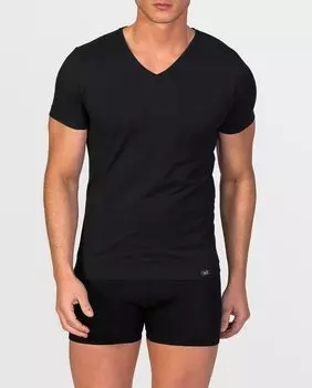 Мужская майка из соевой пряжи с короткими рукавами и V-образным вырезом ZD, черный