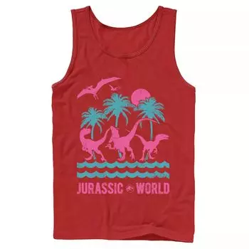 Мужская майка Jurassic World Two Dinosaur Beach в стиле ретро Licensed Character