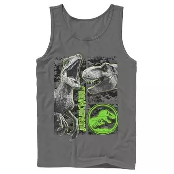 Мужская майка Jurassic World Two Raptor T-Rex с камуфляжным принтом и царапинами Licensed Character